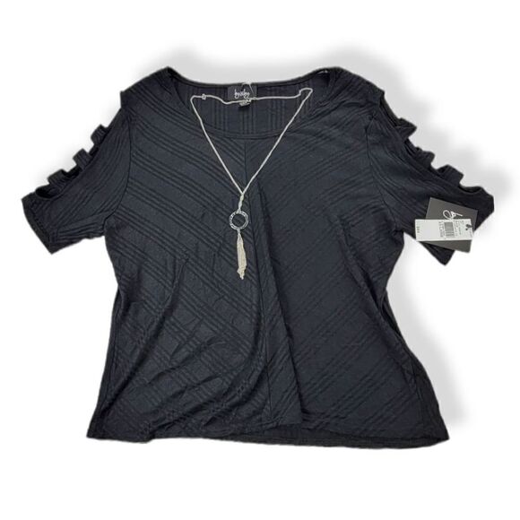 By & By Ribknit Black Top with necklace XXL - Picture 1 of 2